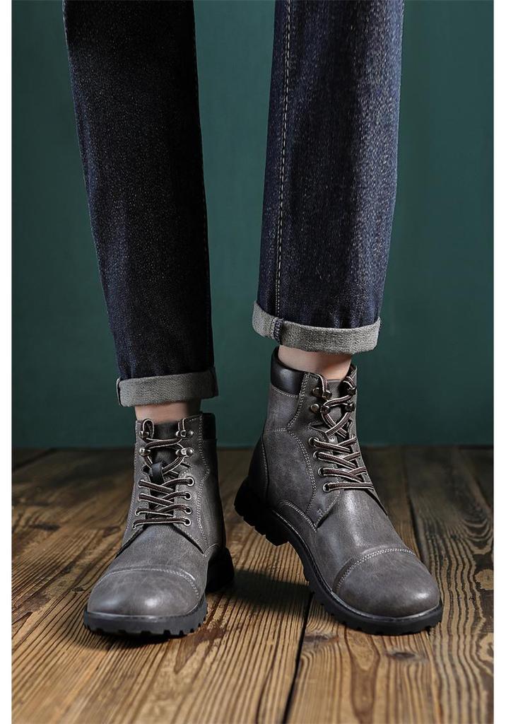 Men's Retro British Style High-Top Martin Boots: Fashionable Autumn Winter Work Footwear
