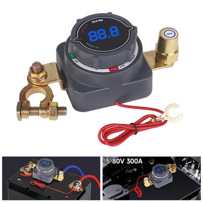 Interrupteur de déconnexion de batterie 300A amélioré avec interrupteur voltmètre 12-48V Power Master Isolateur Interrupteur Marche/Arrêt DC5-80V pour toutes les voitures