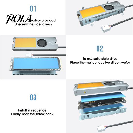 Solid State Drive Cooler SSD Radiator Professional Temperature Control Metal PWM Cooling Fan Hard Disk Heat Sink Thermal Pad for M.2