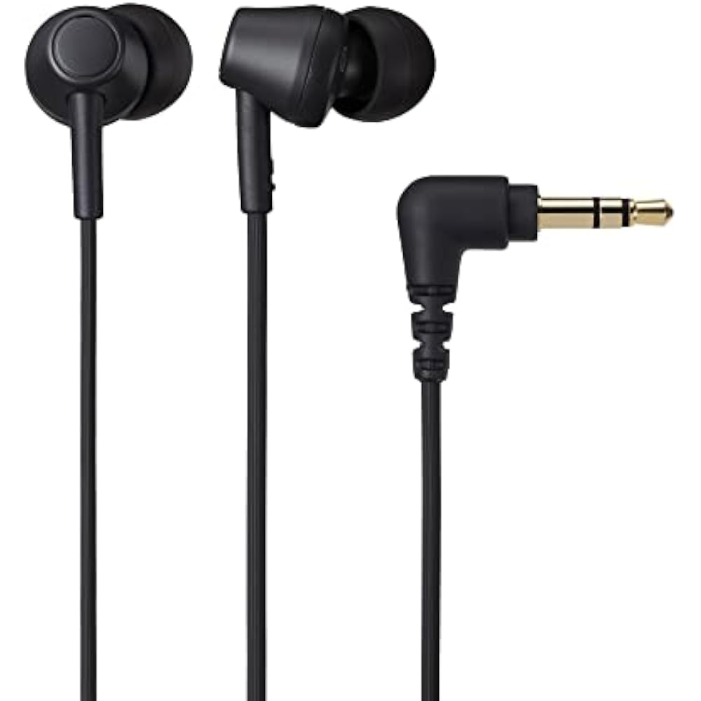 Audio-Technica ATH-CK350X BK Wired In-Ear Headphones, Recycled Plastic Blend, Antibacterial, Comp...