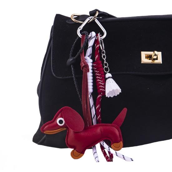 Yousheng Dachshund Dog Bag Pendant Bag Charms with Woven Umbrella Retractable Rope Keys Bags Wallets Accessories