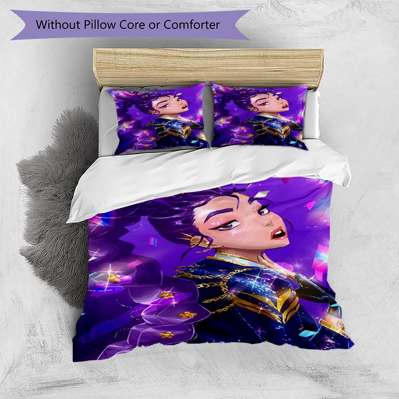 Set copripiumino 3 pezzi (1*Copripiumino + 2*Federe, Senza Nucleo),Set Biancheria da Letto con Stampa KPop Demon Hunters, Decorazione Camera da Letto, Stagione Unica, Regalo di Compleanno