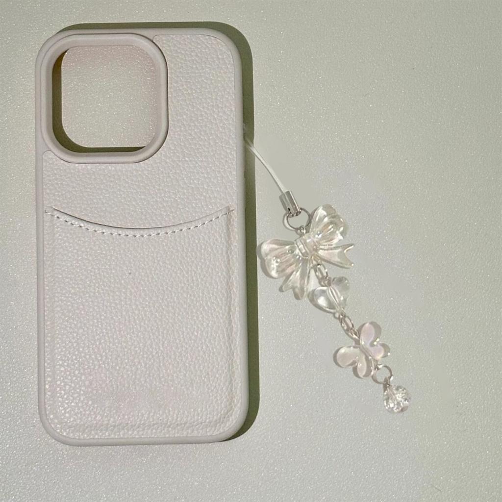 Bowknot Pendant Phone Chain Strap Flower Charm Beaded Keychain Phone Lanyard Acrylic Keyring Bag Ornament Jewelry Gift