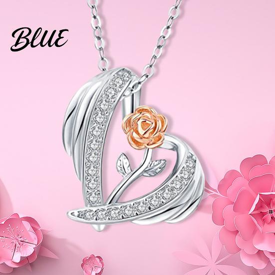 Three-dimensional Carved Rose Necklace Valentine Day 3D Heart Pendant Adjustable