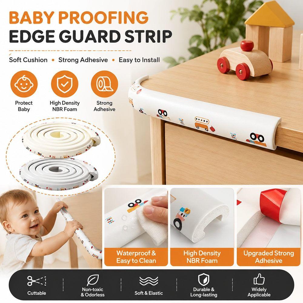 2M Desk Edge Guard Strip Soft Cartoon Table Anti Collision Cushion Thickened Self-Adhesive Wall Corner Protector For Safety