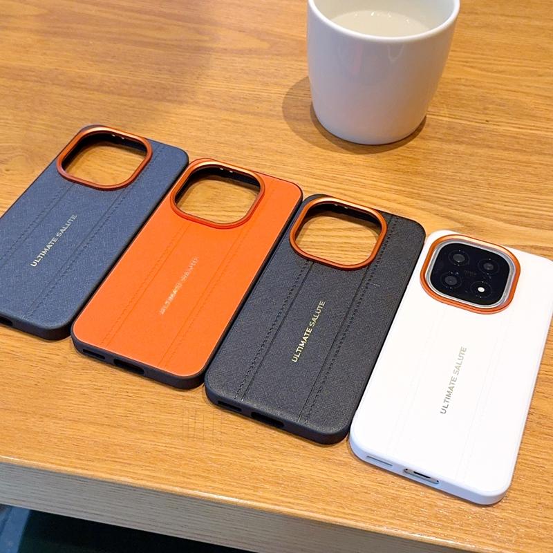 Luxury Cross Texture Leather Design Case For Vivo iQOO 15 and iQOO 13 Slim Orange Camera Ring Shockproof Case Cover