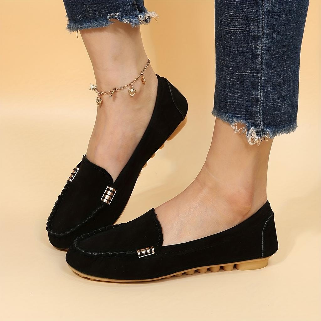 Loafer mit runder Zehenpartie für Damen, bequeme Slipper mit Blockabsatz, Damenschuhe
