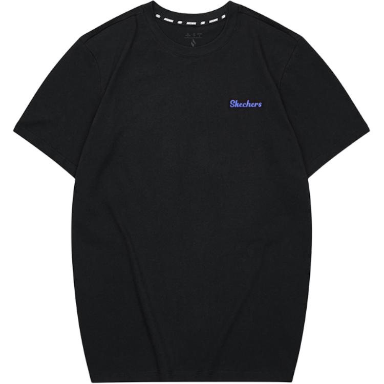 Skechers Colorful Casual Series Printed Design Sports Simple Pullover Breathable Short Sleeve T-Shirt Unisex Tops Carbon-Black FHL223U043-0018