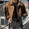 Premium Wear American Retro Brown Coffee Suede Jacket Men's Spring and Autumn Short Flight Jacket