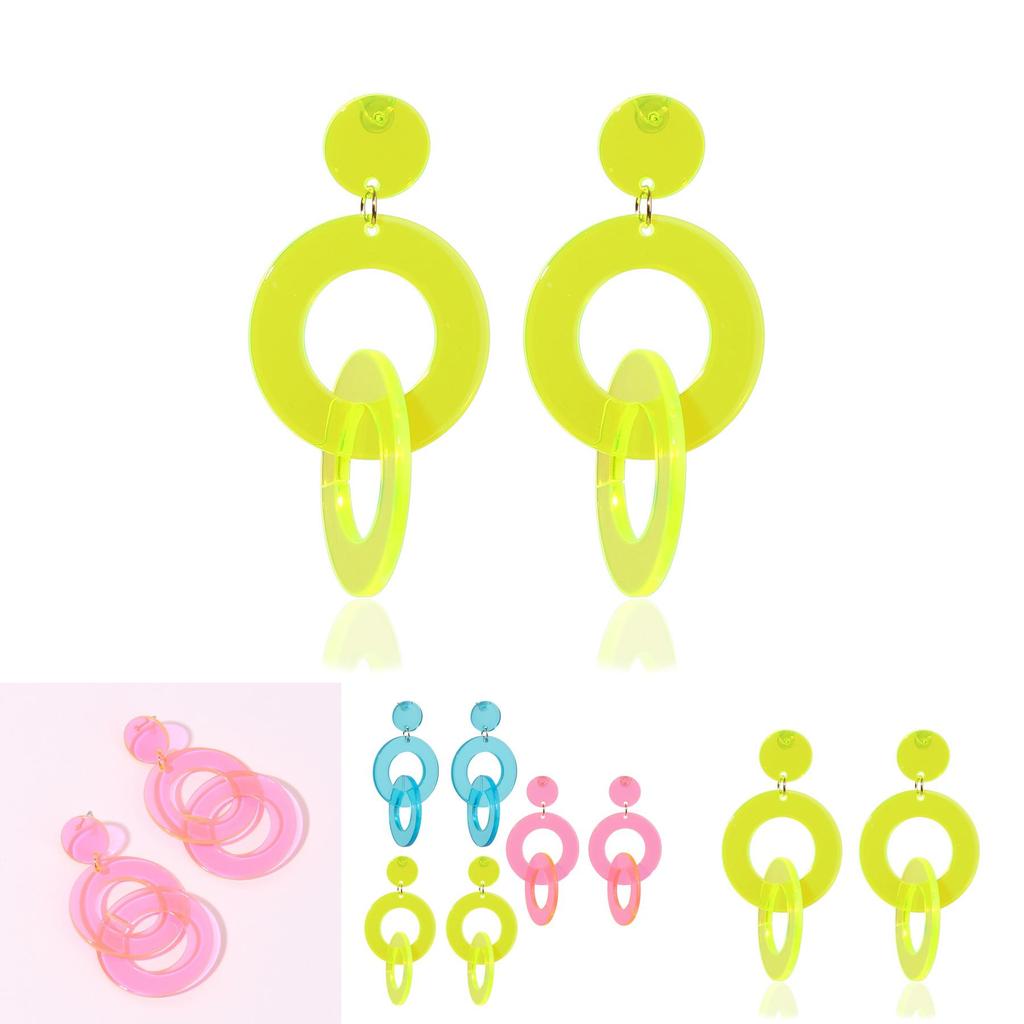 Geometric Acrylic Earrings With Fluorescent Color For Daily Fashion And Gift Use