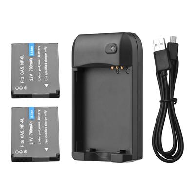 Caricabatterie NP-6L con indicatore LED + 2 batterie NP-6L da 3,7 V 700 mAh con ricarica USB