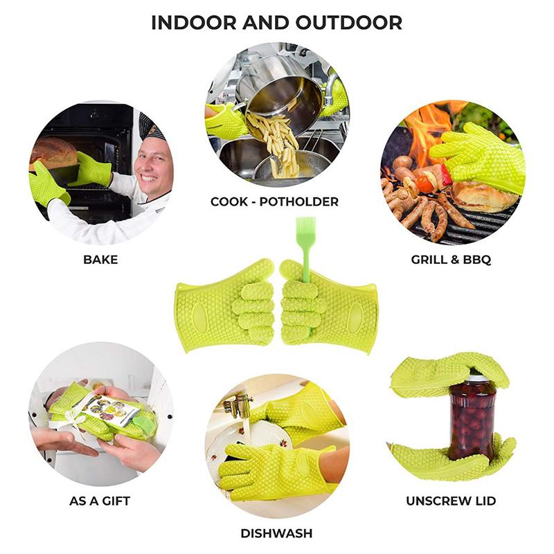 Baking Silicone Microwave Oven Gloves BBQ Grill Gloves Heat Resistant Oven Mitts Kitchen Gadgets Kitchen Accessories