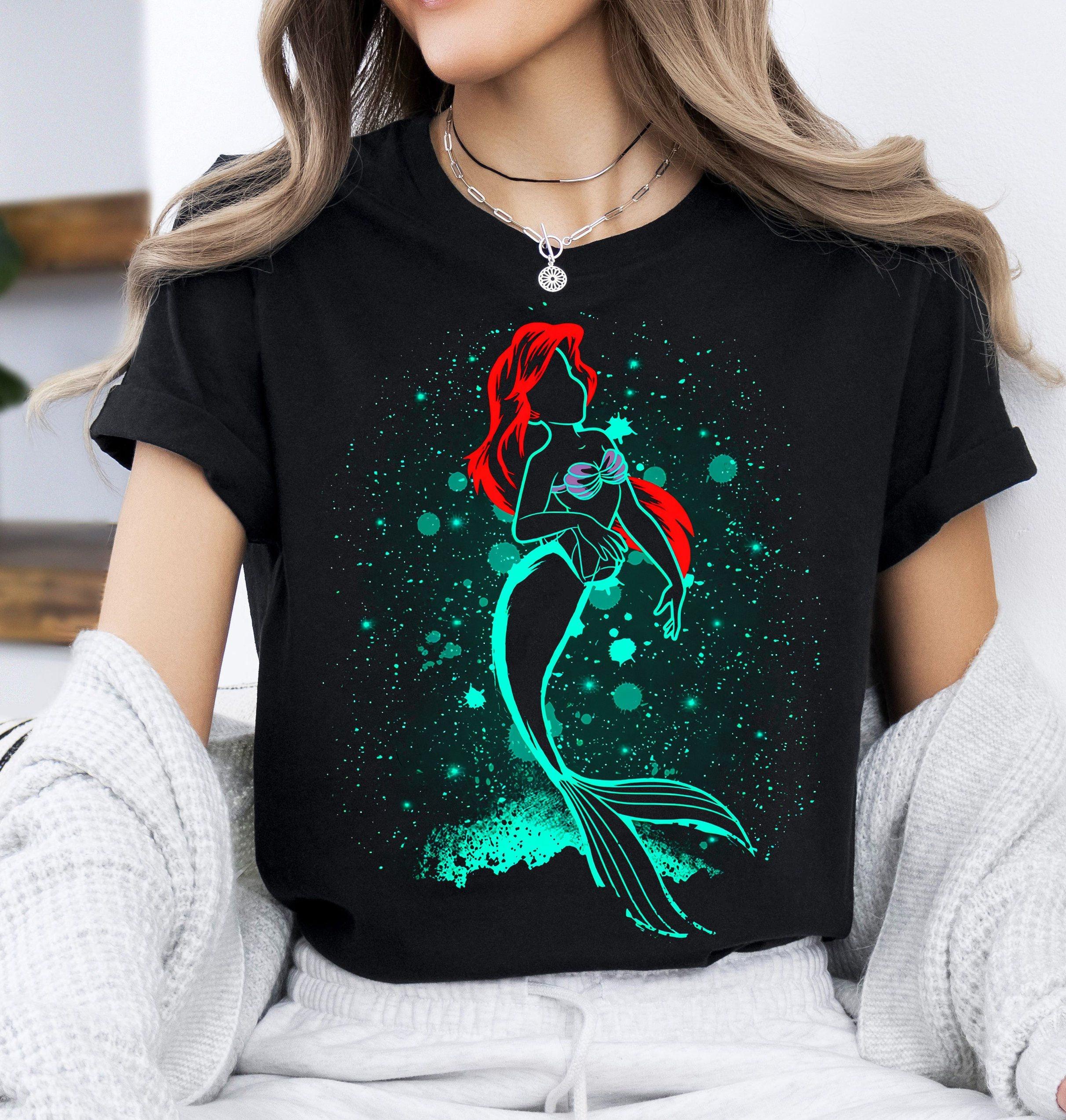 Retro The Little Mermaid Ariel Princess Portrait Shirt Birthday Girl Tshirt Princess Group Magic Kingdom S