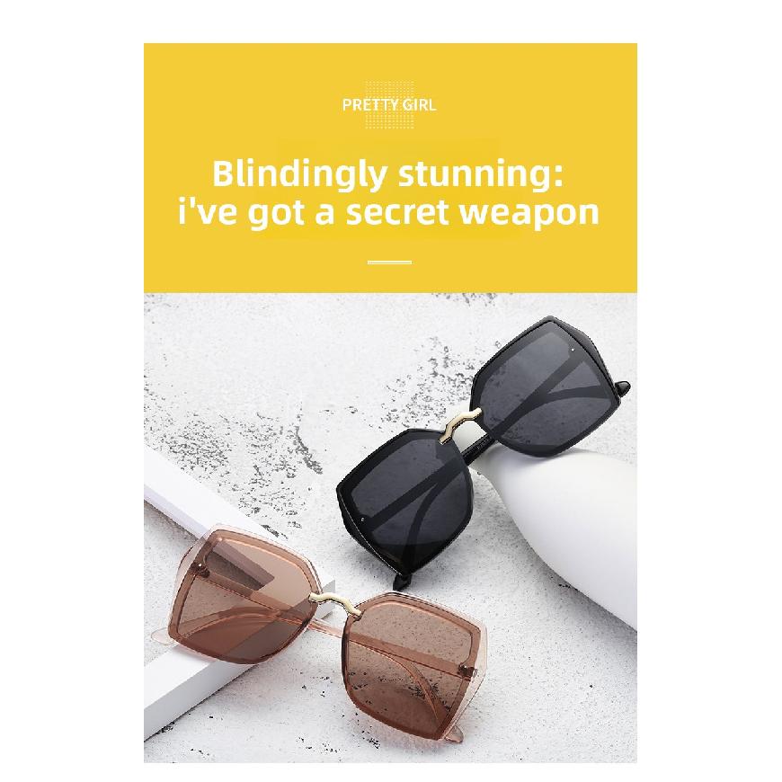 Women's Polarized Sunglasses for Driving, European and American Trendy Fashion Retro Large Frame Sunglasses, Black Frame UV400