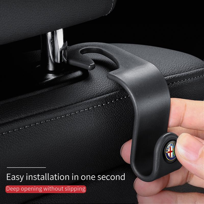 IJOPV1 Car Seat Headrest Hook Auto Rearseat Hanger Accessories For Alfa Romeo 159 Giulietta Giulia 147 Mito 156 166 GT Stelvio F1 Brera