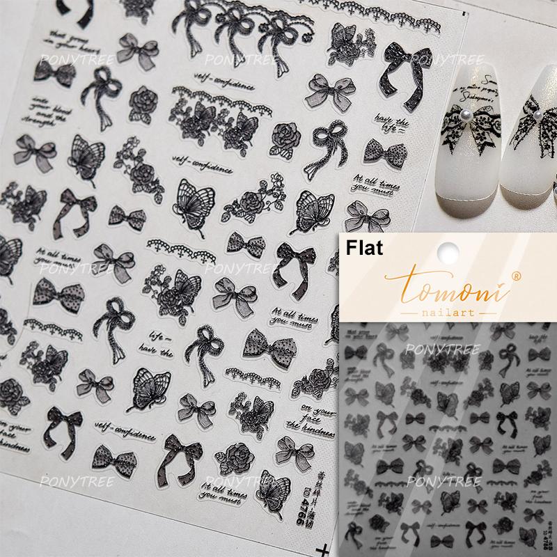 Delicate Jelly Chic Bowknot Silk Ribbon Knot Star Shiny Dreamy Self Adhesive Nail Art Decorations Sticker Dressy Manicure Decals