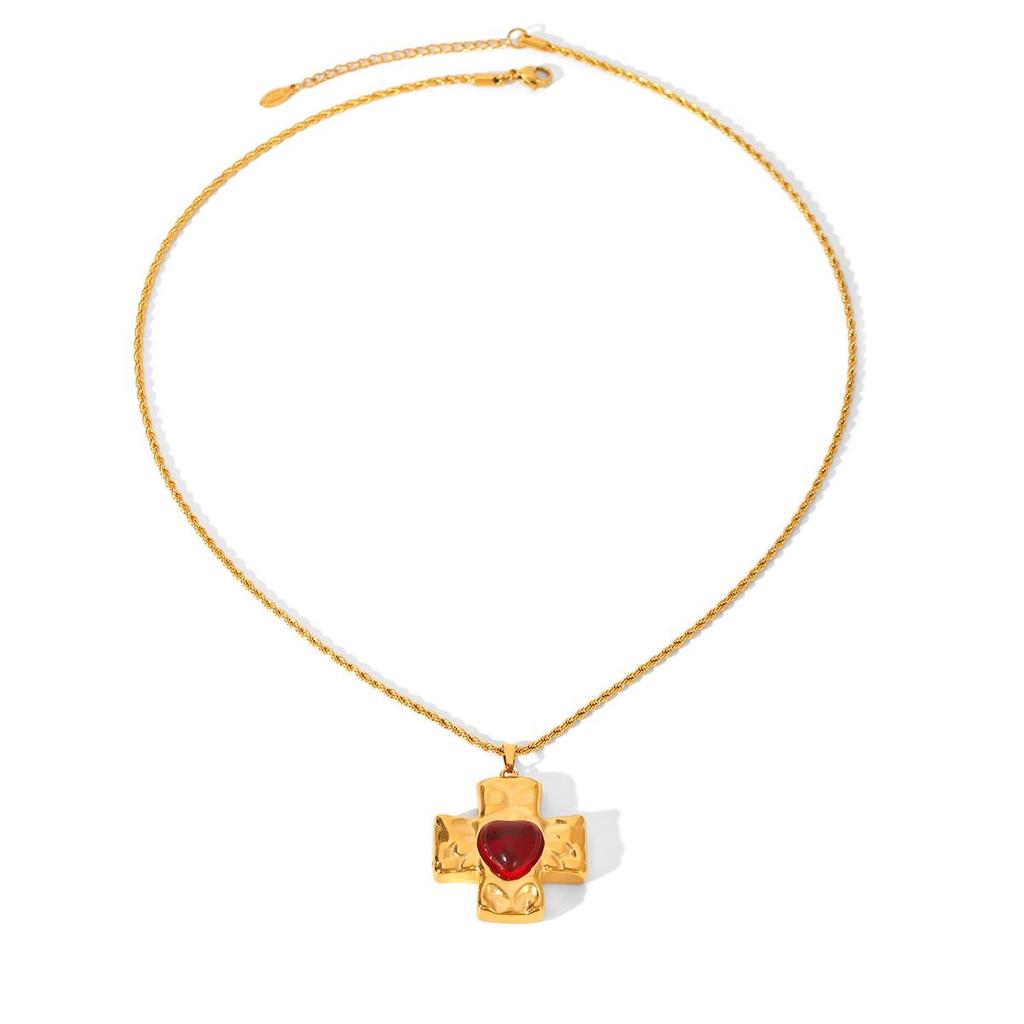 Heiß verkaufende französische Edelstahl-Kreuzkette mit Zirkon- und Perlenanhänger