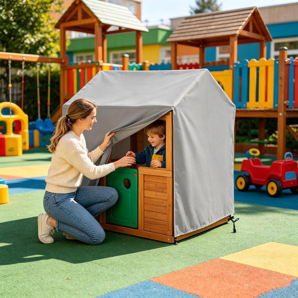 Playhouse Cover Waterproof 210d Oxford Sunshade With Drawstring Closure Outdoor Playhouse Cover For Patio Sports Parties Picnics