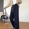 Dark Blue Imitation Tencel Jeans for Women, Spring/Summer New High-Waisted Slimming Plus Size Straight Loose Wide-Leg Pants