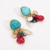 European American Retro Ethnic Style Earrings Za Trend Design Irregular Geometric Resin Beaded Drop Earrings For Women