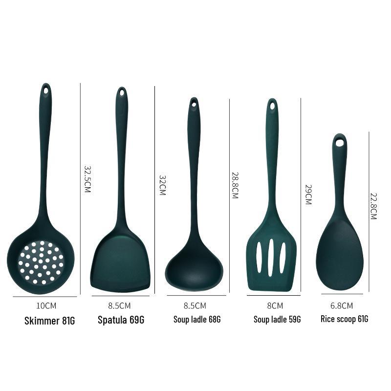 5-Piece High Temp Silicone Spatula & Ladle Set for Non-stick Cookware