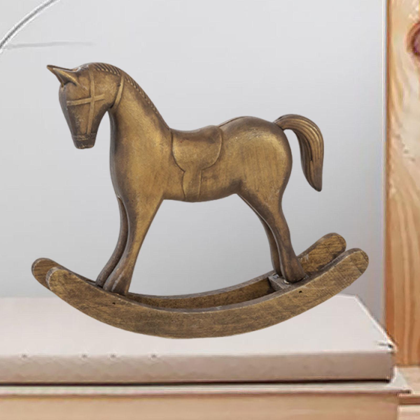 

Статуэтка Лошадь-качалка Художественные поделки Украшение Универсальная декоративная фигурка для столешницы Гостиной Офиса Шкафа Веранды бронзовый