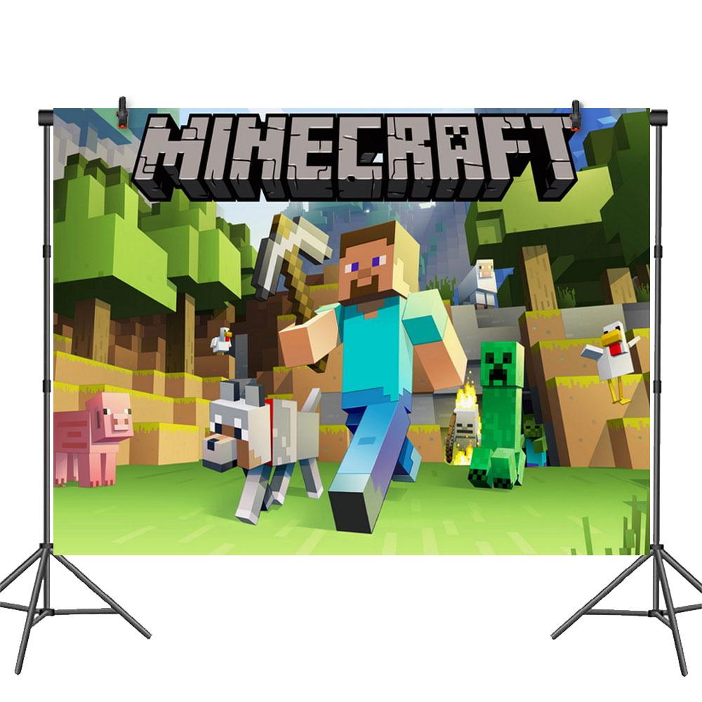 Minecraft Birthday Party Supplies Disposable Cutlery Paper Plates Paper Cups Paper Tissue Boy Decoration Children'S Fun