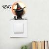 Halloween Bedroom Wall Art Glow in The Dark Switch Outlet Stickers, Cute Black Cat Witch Theme Decals Pumpkin Skull Decals, Waterproof Self-Adhesive