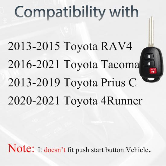 Key Fob Keyless Entry Fits for Toyota Tacoma RAV4 Prius C 4Runner 2013 2014 2015 2016 2017 2018  Remote Control Head Key Replacement HYQ12BDM
