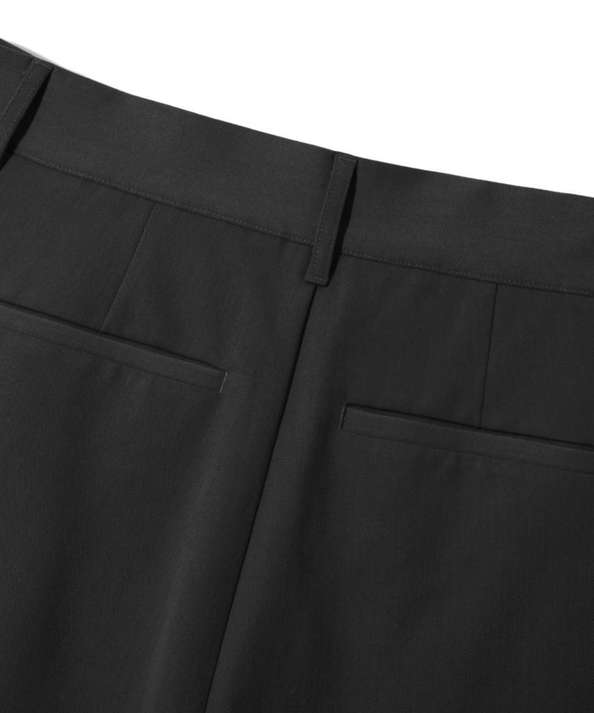 TRILLION Double Inverted Tuck Wide Pants [Black]