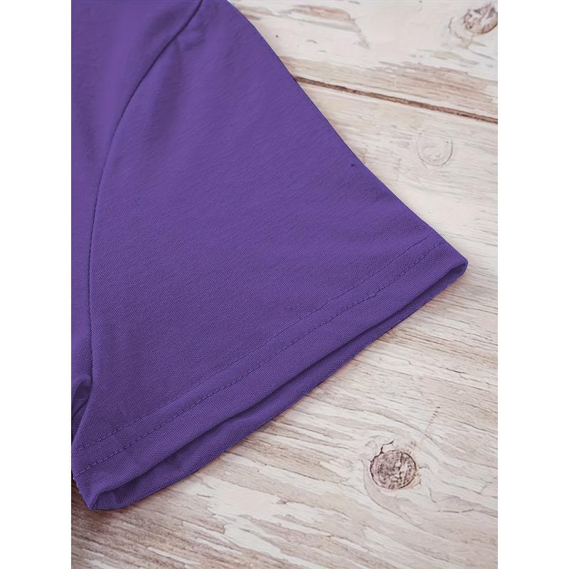 Smile Face Print Casual T-Shirt, Round Neck Short Sleeve Elastic Comfortable Sport T-Shirt, Women'S Blouse