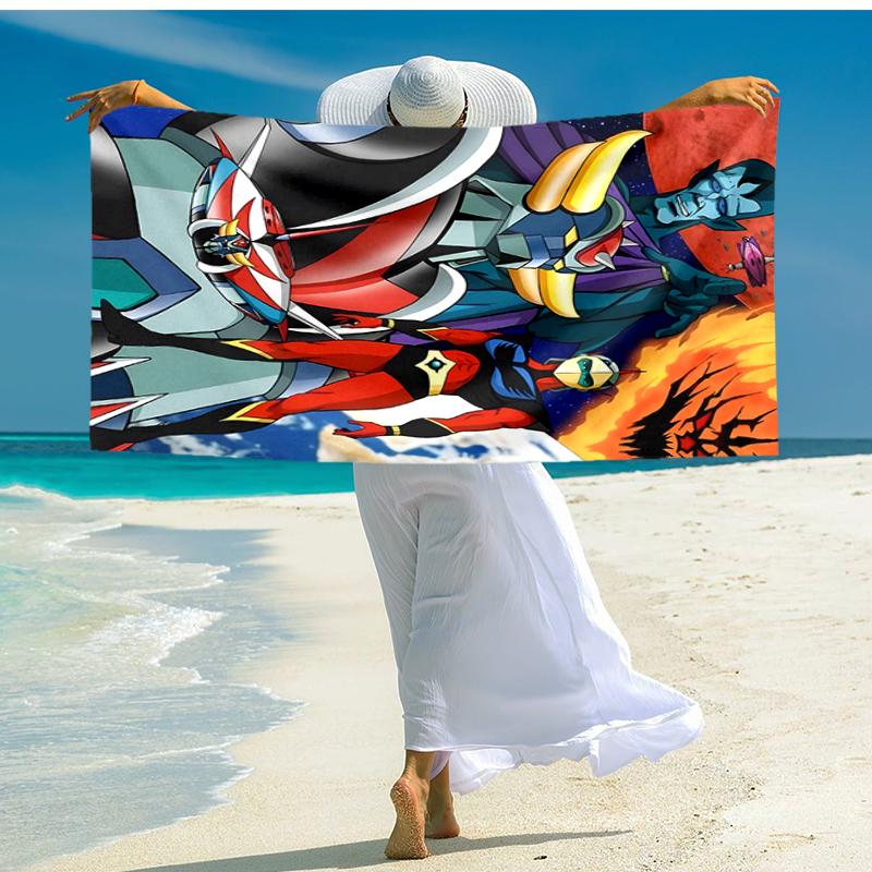 1pc UFO Robot Grendizer4 Beach Towel, Comfortable and Thick, and Swimming/Bath/Picnic/Camping Towel, Suitable for Seaside Beaches