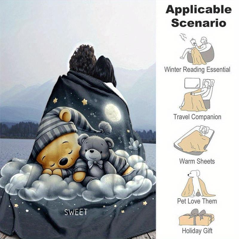 1pc Winnie The Pooh Printing Blanket - Soft, All-Season Throw for Living Room, Bedroom,Personalized Gift with Adorable Cartoon Design