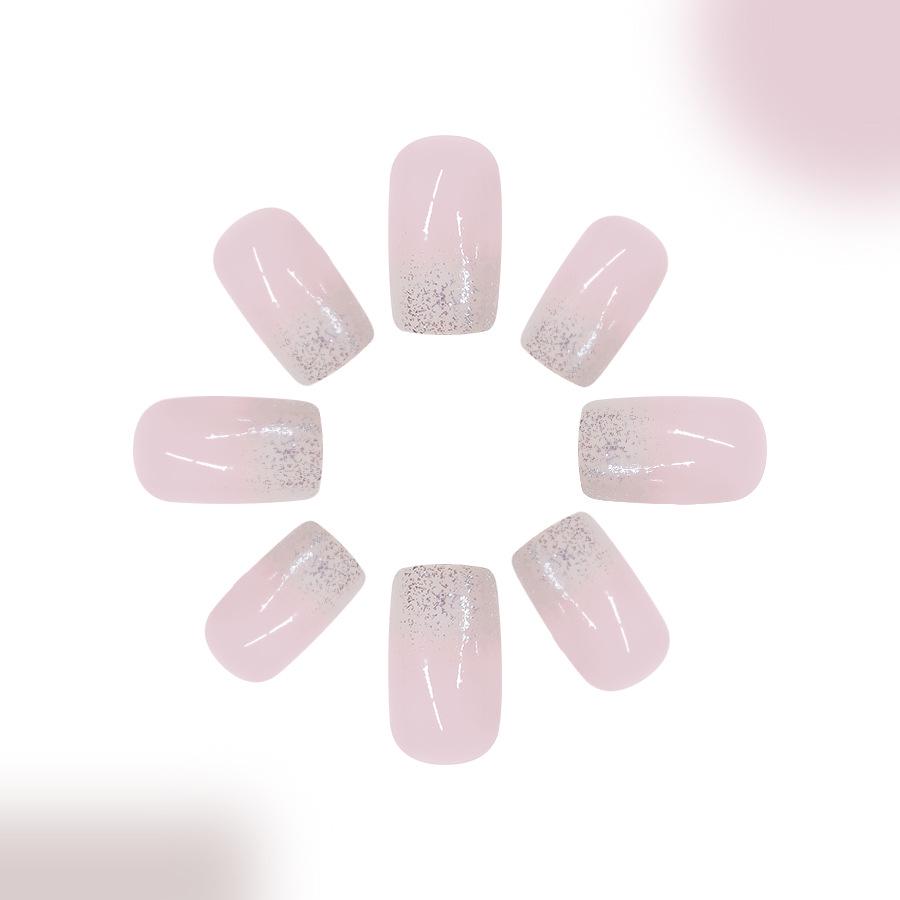 Quadratische Nagelkunst-Patches mit Farbverlauf und Glitzer - 24 abnehmbare Stücke