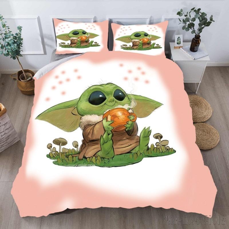 Bedding Set Anime Yoda Baby Double Twin Full Queen King Kids Bedclothes Duvet Cover Pillowcase Decoration Christmas Gifts