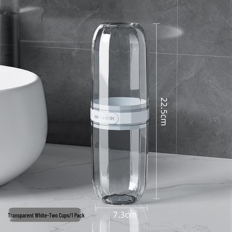 Convenient Travel Toothbrush & Mouthwash Cup Set with Storage - Essential for Easy Toiletry Organization