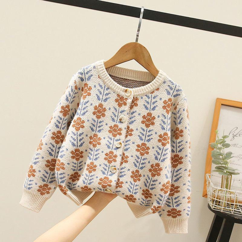 

Вязаный кардиган в стиле ретро для девочек - Коллекция Весна/Осень 2025: Детский модный свитер 130 cm