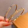 Kajia gypsy bracelet, two-row diamond narrow version diamond-encrusted bracelet, women's plated 18K rose gold, versatile for men and women