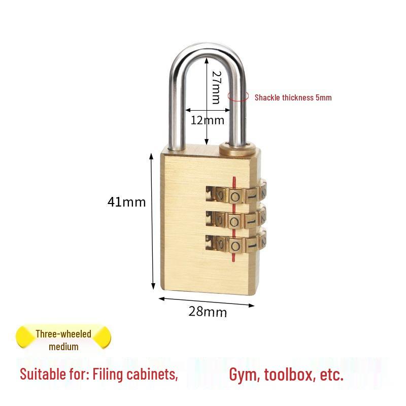 Waterproof Solid Copper Mini Combination Padlock for Suitcases, Dormitory Lockers, and Gym Lockers