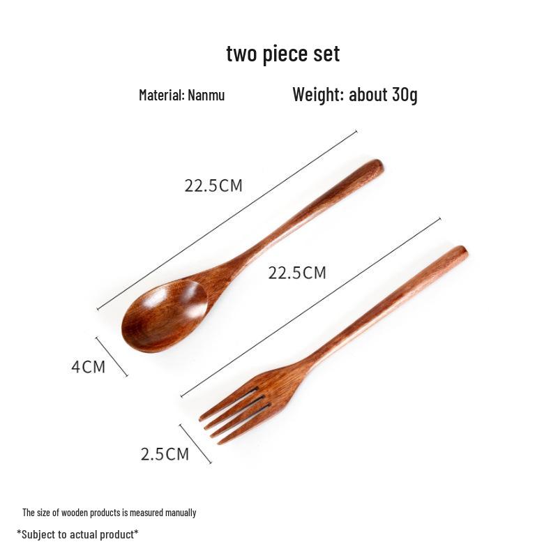 Wooden Cutlery Set: Spoon, Fork & Chopsticks with Travel Pouch