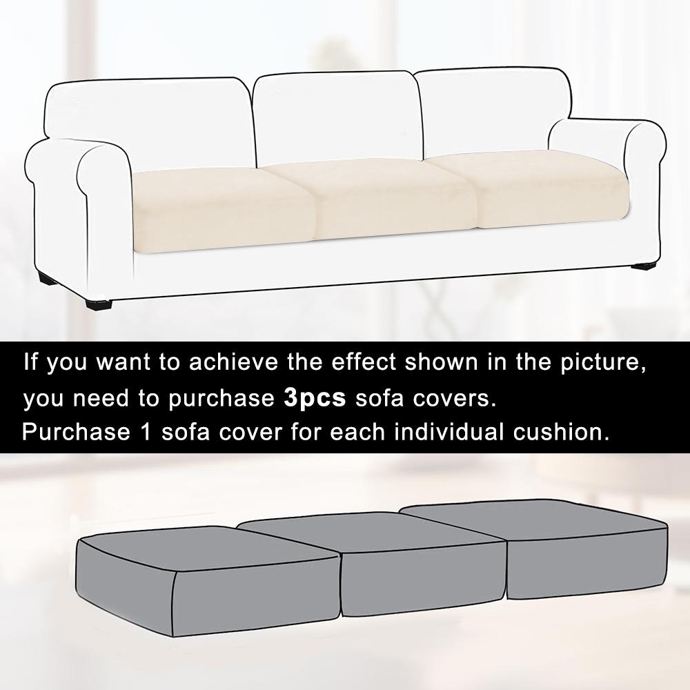 Simple Velvet Sofa Covers Super Soft Sofa Seat Cushion Covers Solid Living Room Stretch Sofa Couch Case Home Decor Washable Pets