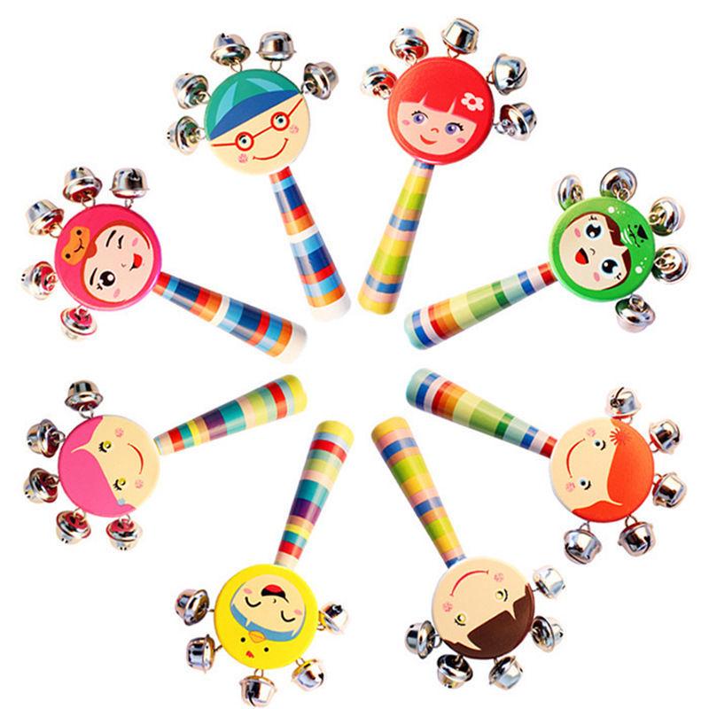 Wooden Baby Rattle Toy for Newborns and Toddlers (0-12 Months) - Grasping & Early Education Puzzle Handbell
