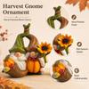 Holiday Table Accent for Thanksgiving, Small Dwarf Figurine with Gourd Body and Flower Trim for Shelf, Book Shelf or Entry Display, Approx. 4.5 x 4.5