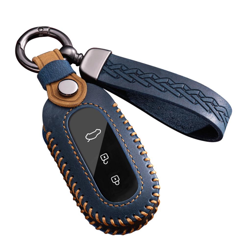 Fashion Genuine Leather Auto Intelligent Key Fob Cover Case Fit For Aito M5 M7 3 Buttons Smart Protective Housing Key Ring Automotive Auto