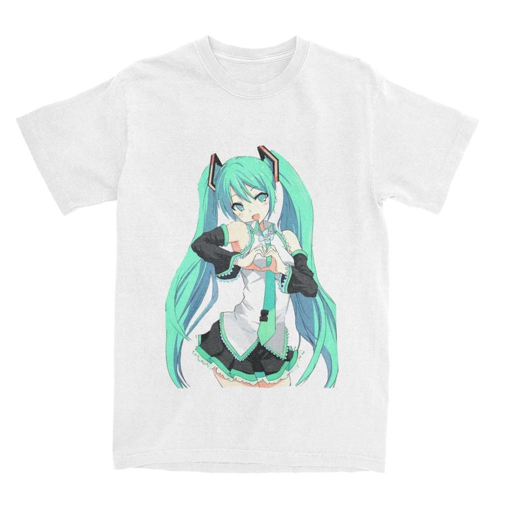 Hatsune Miku Anime Tshirts Unisex Unisex Unisexga Vintage Pure Cotton Tee Shirt Crewneck Short Sleeve T Shirts Big Size Clothes