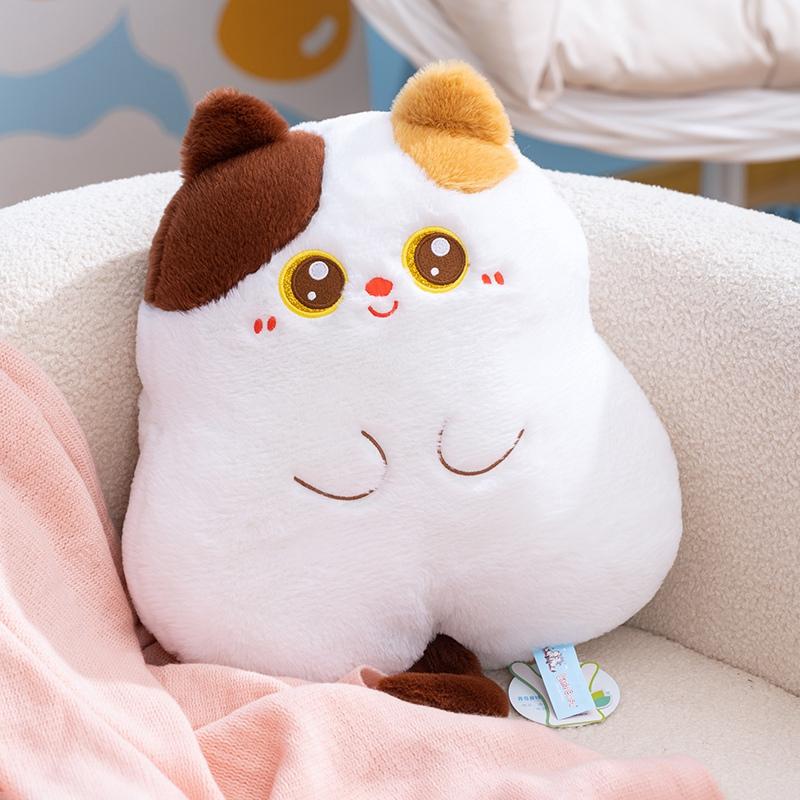 Cute Cat Plush Cushion Set White Siamese Black With Mismatched Star Pupil Eyes Soft Stuffed Feline Cuddly Charming Decor