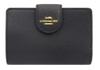 Wallet 6390 Chalk Luxury Crossgrain Leather Medium Corner Zip Wallet Outlet Wallet Online Shopping 2021SS [ABCoat] Bi-fold Women's L-shaped (Black)