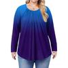 Women's Plus Size Fashion Printed Casual Pleated Round Neck Long Sleeve Top