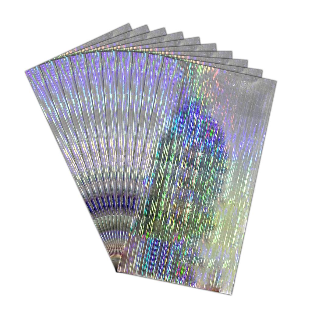 10Pcs Holographic Adhesive Film Flash Lure Tape Flash Artificial Fish Skin DIY Jig Sticker for Fishing Lure Making DIY