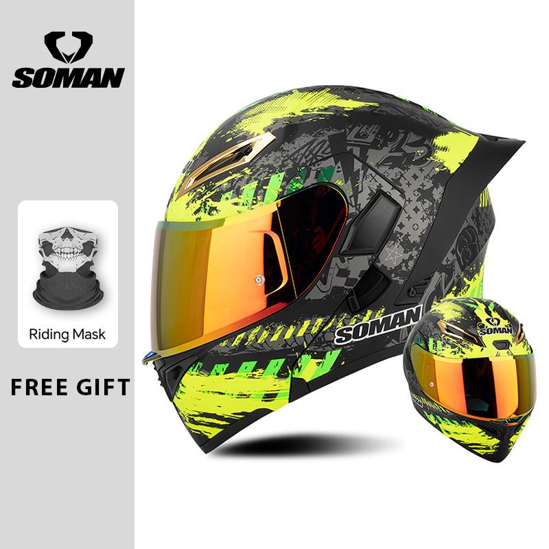 Four Seasons DOT Approved Flip Up Helmet Dual Visors Modular Helmets Full Face Motorcycle Helmet Motorbike Moped Racing